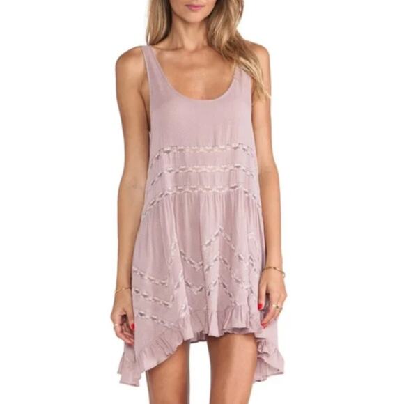 Free People Intimately Trapeze Mini Dress in Misty Combo Pink Size XS - Picture 1 of 11
